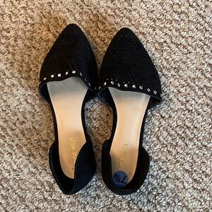 Nine West Black Cutout Flats with Stud Accents